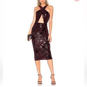 ***BRAND NEW*** Michael Costello x REVOLVE Burgundy Halter Midi Dress